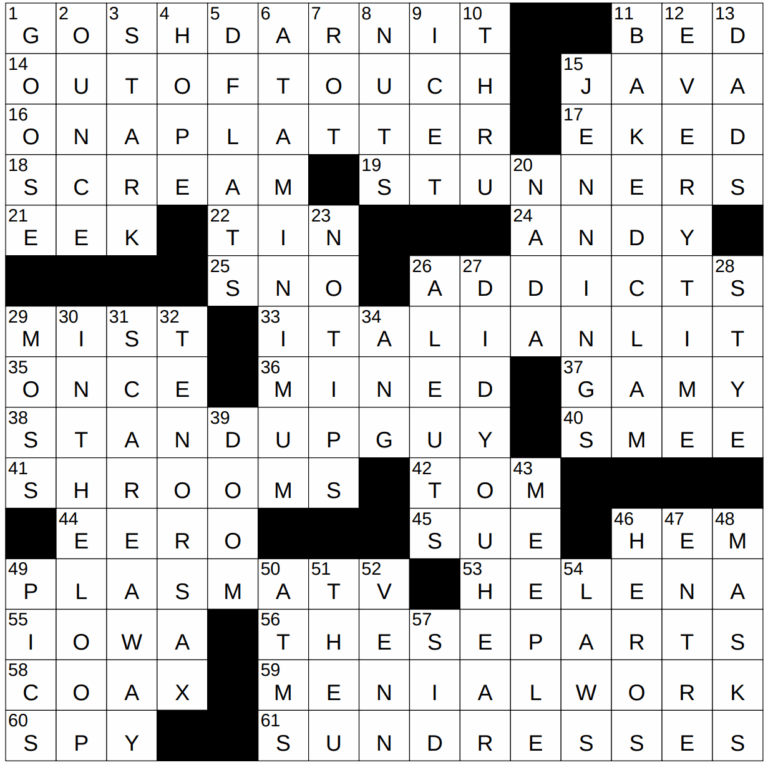 0107 23 NY Times Crossword 7 Jan 23 Saturday NYXCrossword
