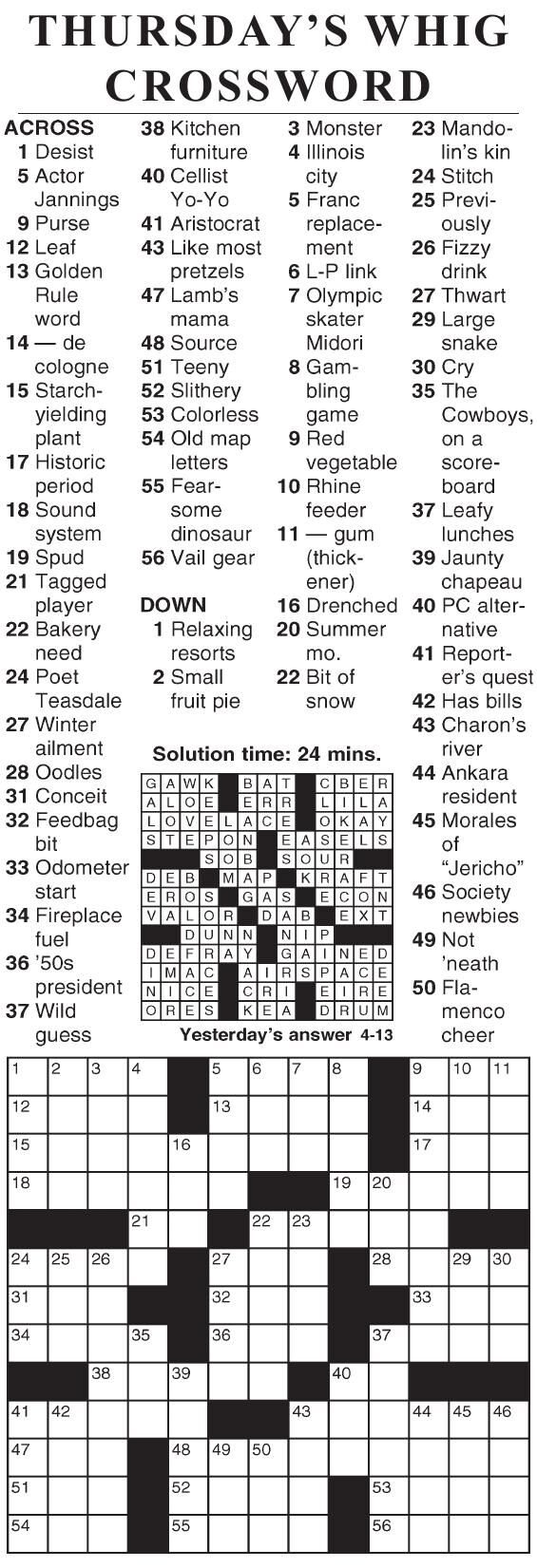 0413 Crossword Crosswords Cecildaily
