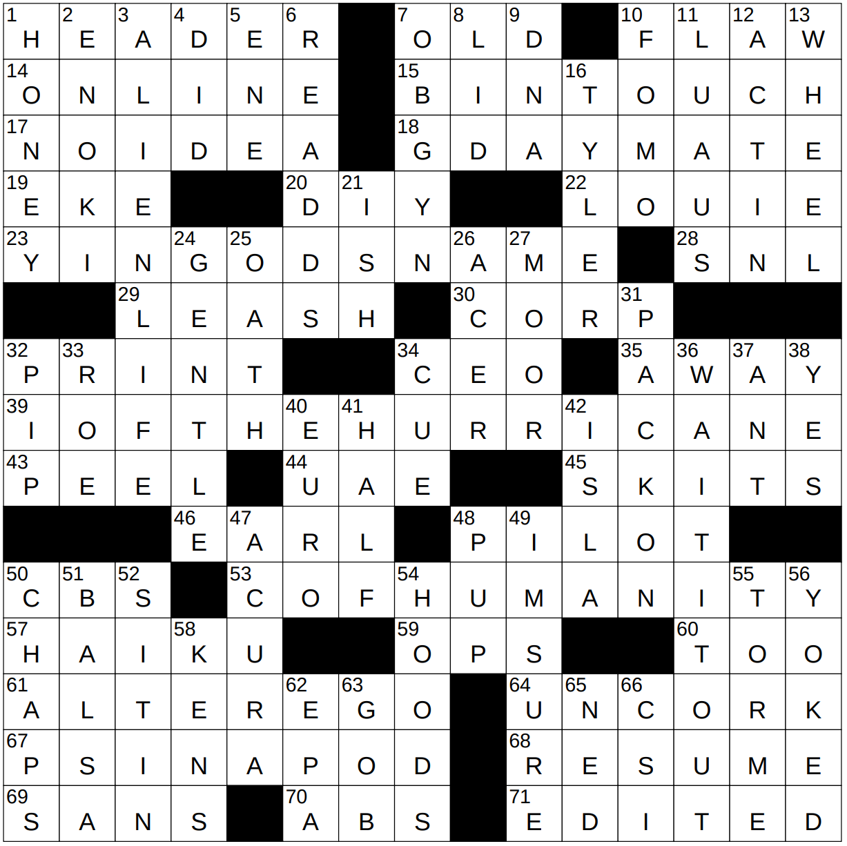 0613 24 NY Times Crossword 13 Jun 24 Thursday NYXCrossword