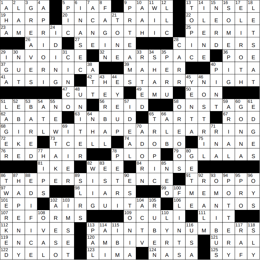 out of whack crossword clue