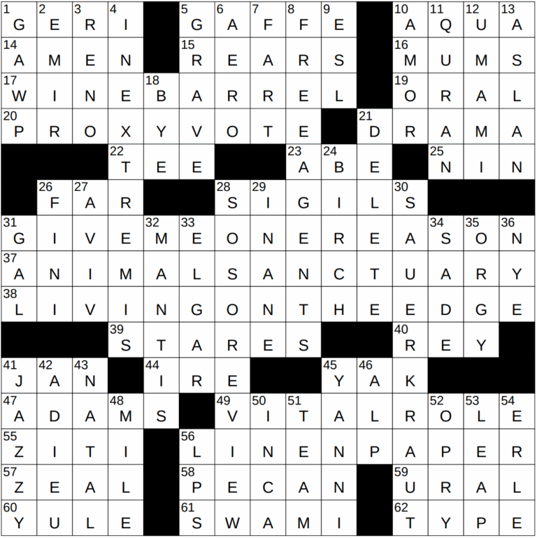 0818 23 NY Times Crossword 18 Aug 23 Friday NYXCrossword