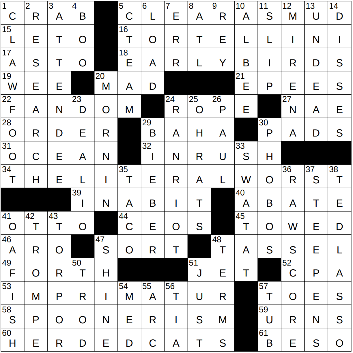groups of nine nyt crossword clue