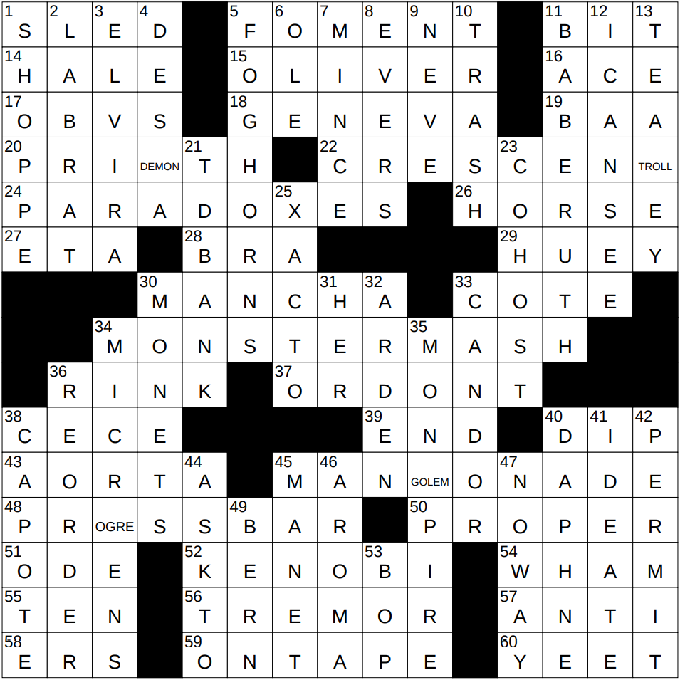 1031 24 NY Times Crossword 31 Oct 24 Thursday NYXCrossword