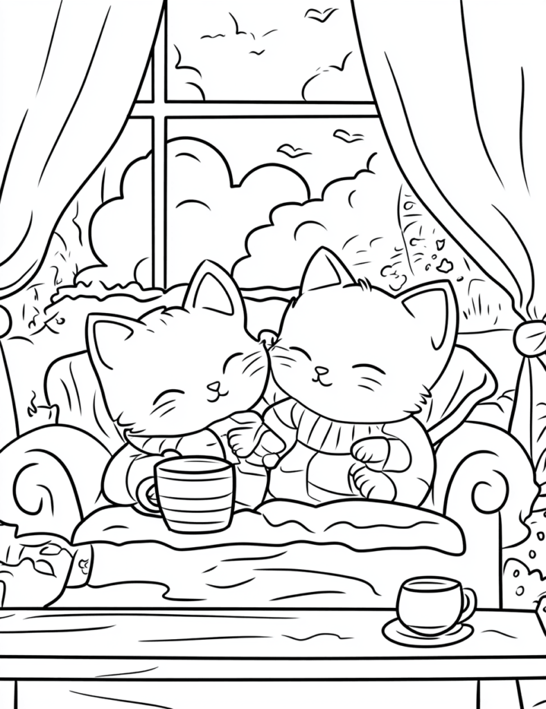 cozy friends coloring pages