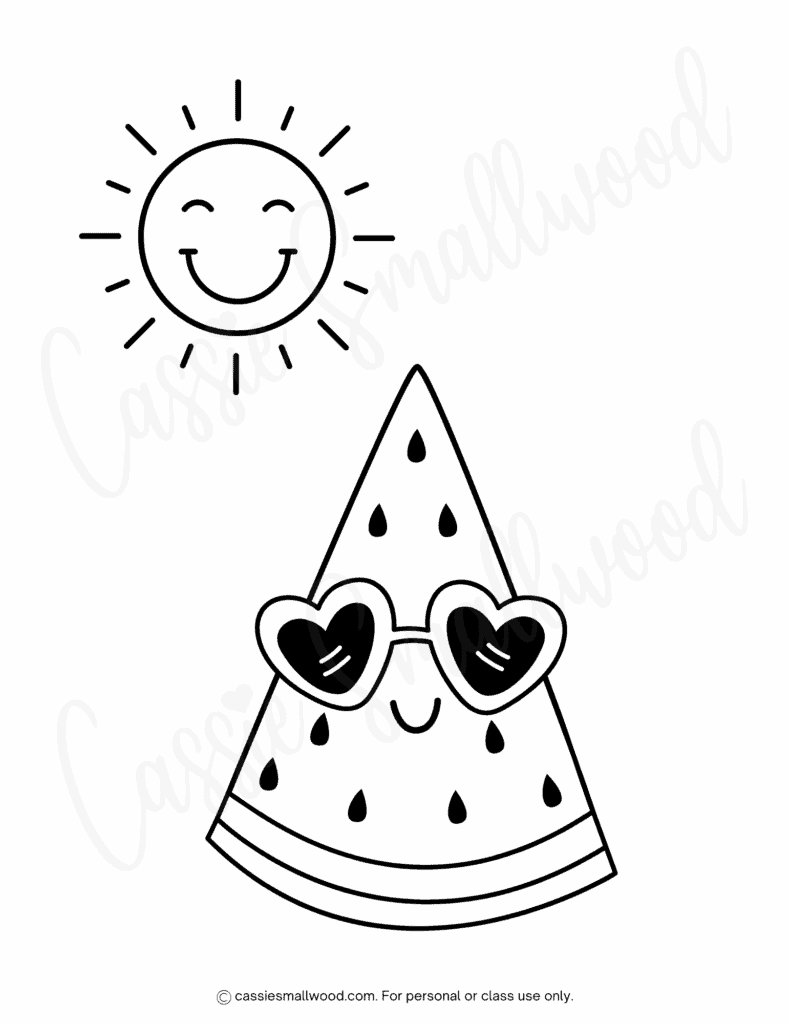 16 CUTE Watermelon Coloring Pages Cassie Smallwood