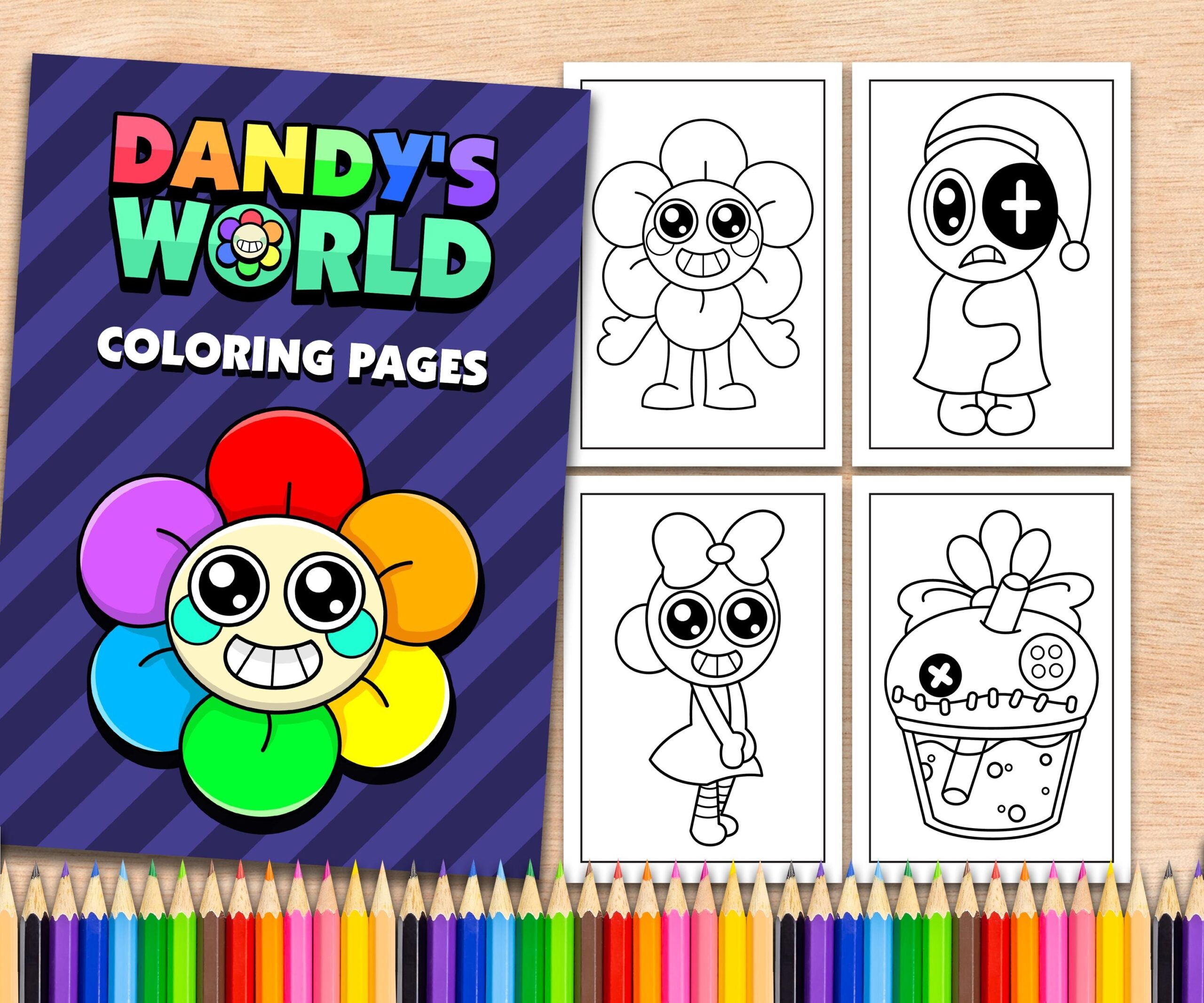 24 Dandy s World Characters Printable Coloring Pages A4 Coloring Book For Kids Roblox Gamer Printable Coloring Pages Dandy s World Roblox Etsy