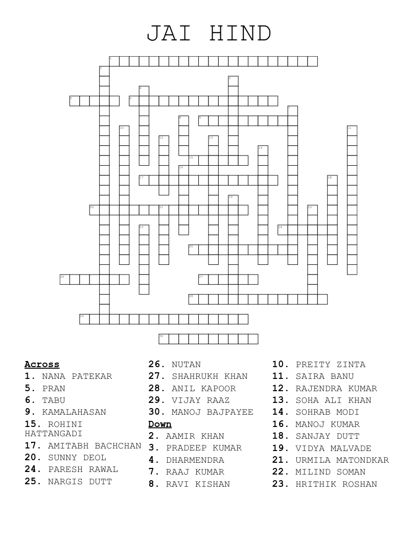 3 CA A Crossword WordMint