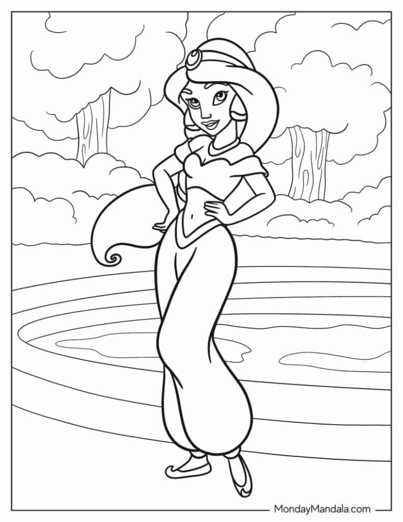 30 Aladdin Jasmine Coloring Pages Free PDF Printables  30 Aladdin Jasmine Coloring Pages Free PDF Printables