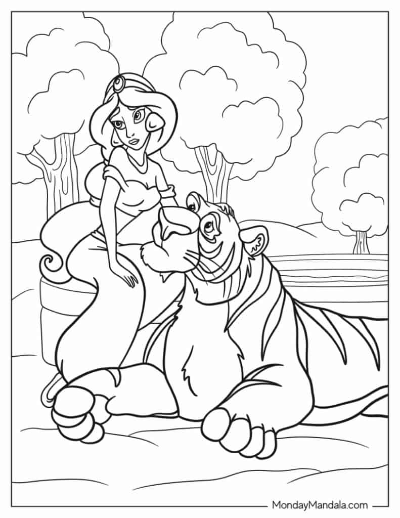 30 Aladdin Jasmine Coloring Pages Free PDF Printables  30 Aladdin Jasmine Coloring Pages Free PDF Printables