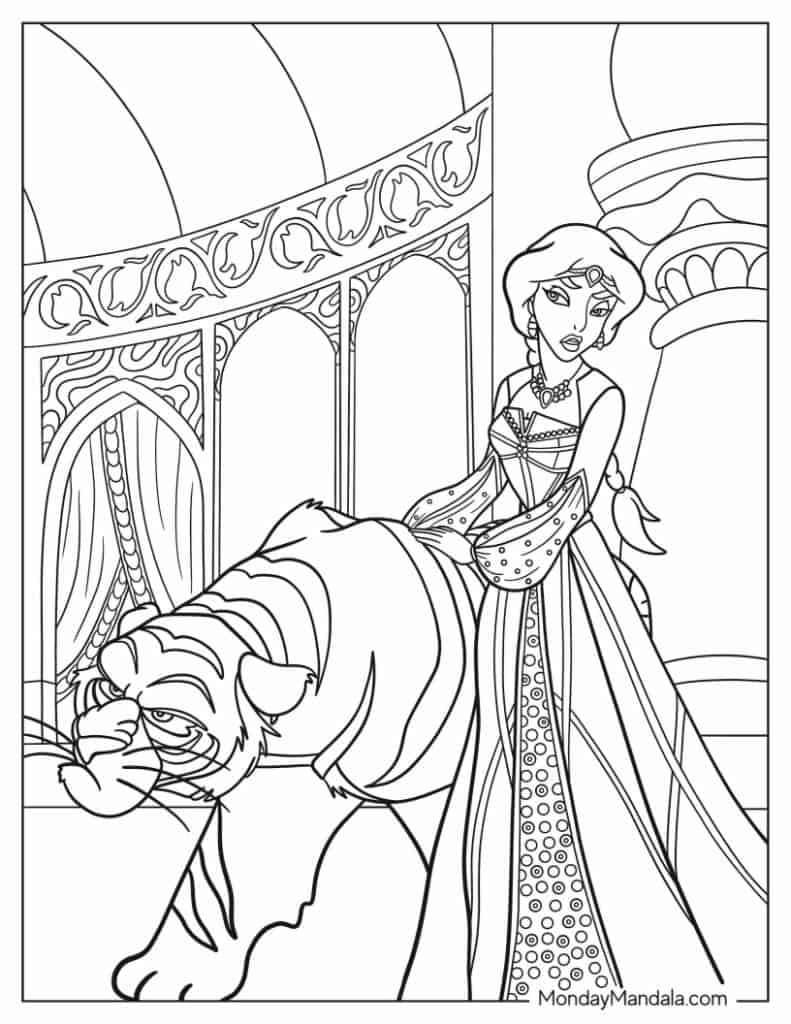 30 Aladdin Jasmine Coloring Pages Free PDF Printables  30 Aladdin Jasmine Coloring Pages Free PDF Printables
