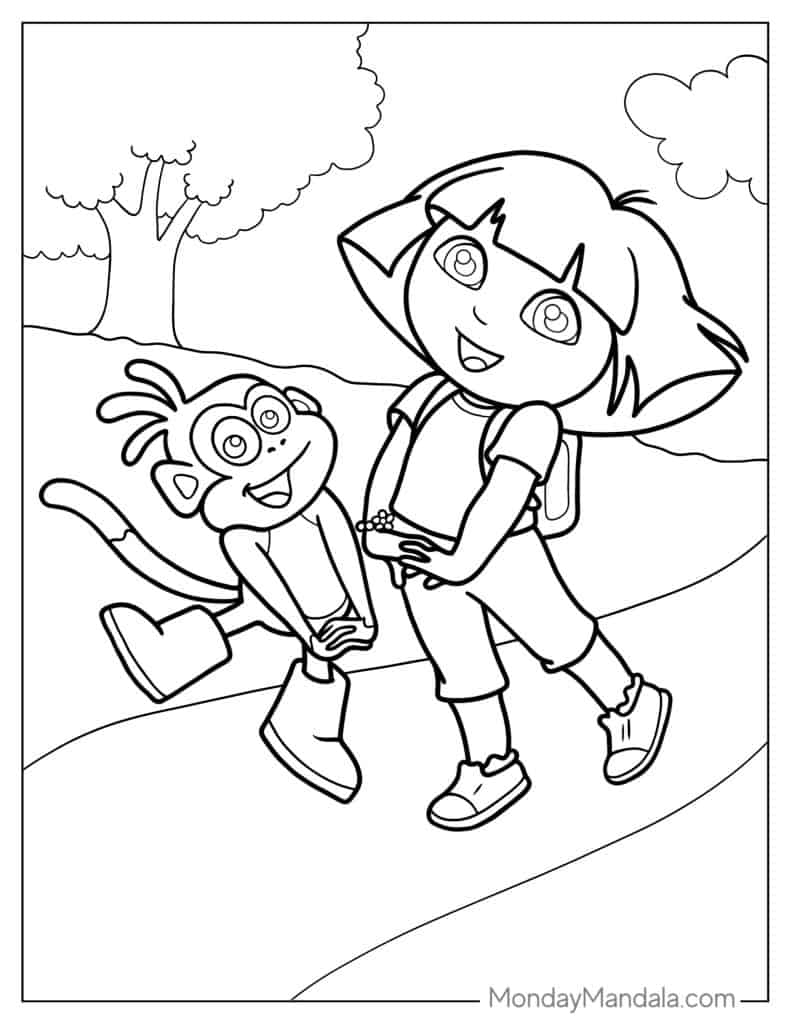 36 Dora The Explorer Coloring Pages Free PDF Printables 