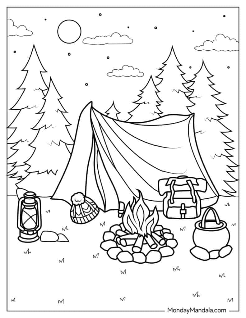 40 Camping Hiking Coloring Pages Free PDF Printables  40 Camping Hiking Coloring Pages Free PDF Printables