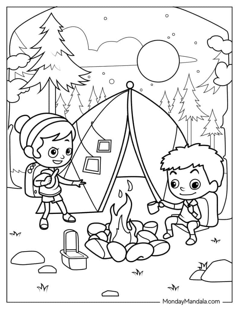40 Camping Hiking Coloring Pages Free PDF Printables  40 Camping Hiking Coloring Pages Free PDF Printables