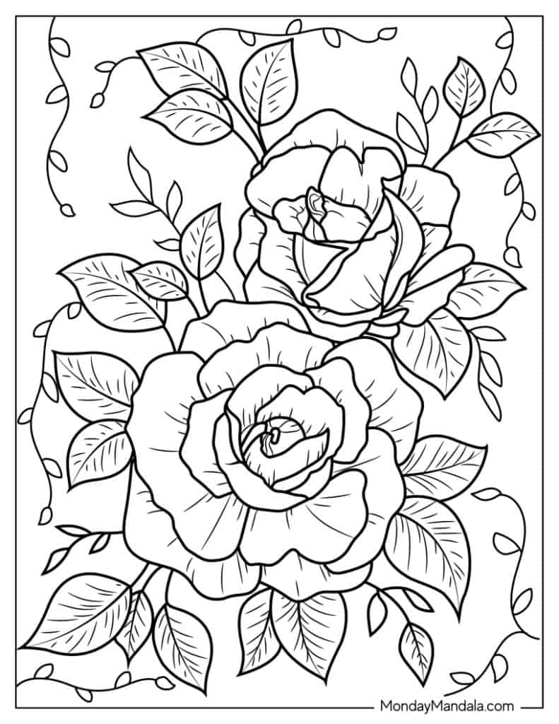 42 Rose Coloring Pages Free PDF Printables  42 Rose Coloring Pages Free PDF Printables