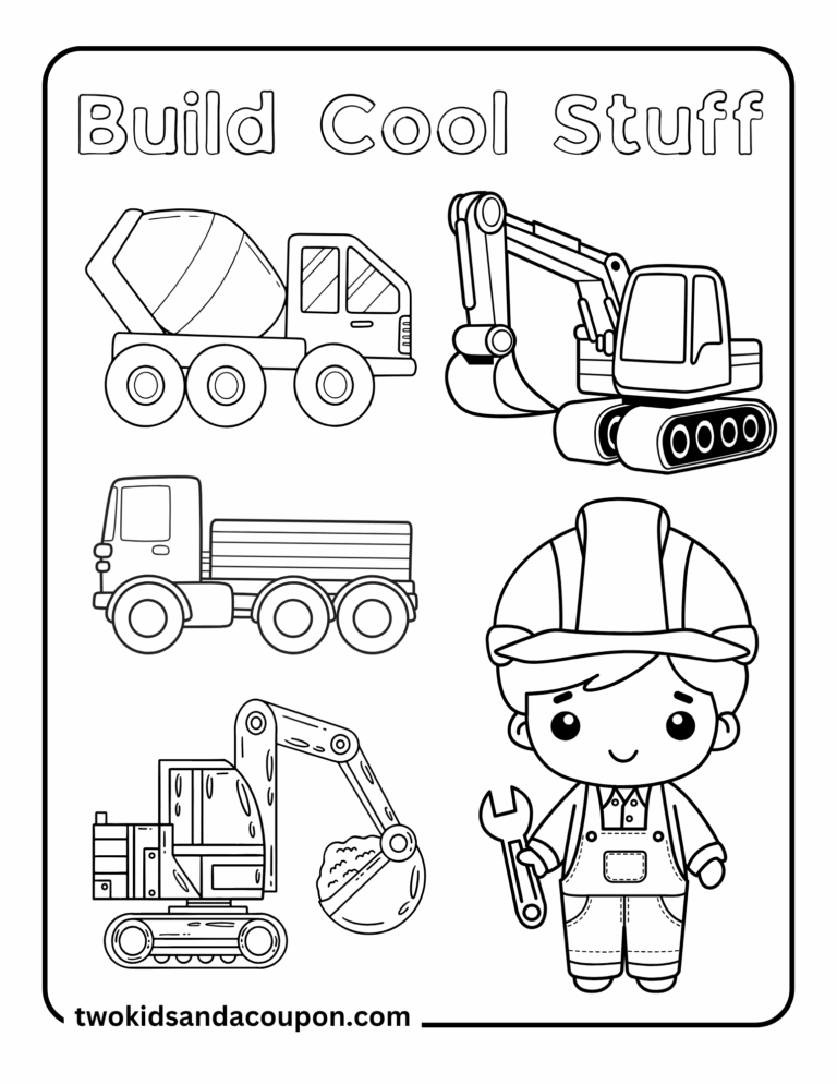 7 Printable Cute Construction Coloring Pages