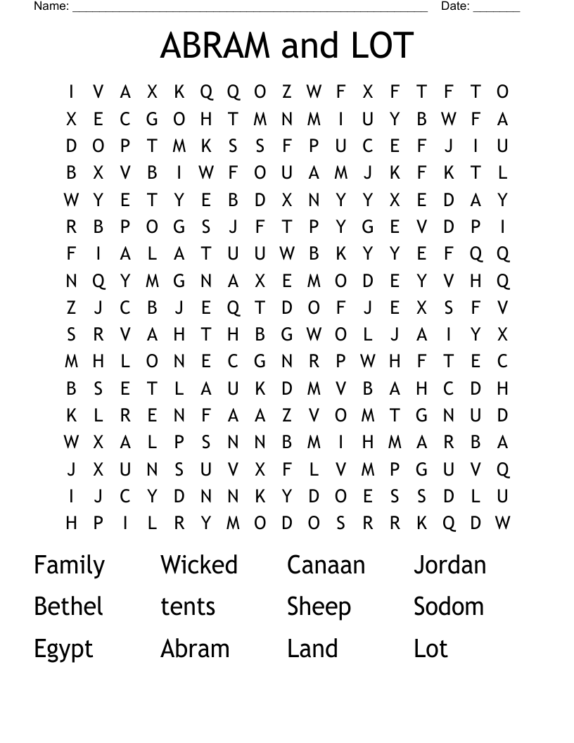 ABRAM AND LOT Crossword WordMint