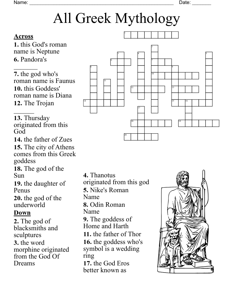 All Greek Mythology Crossword WordMint