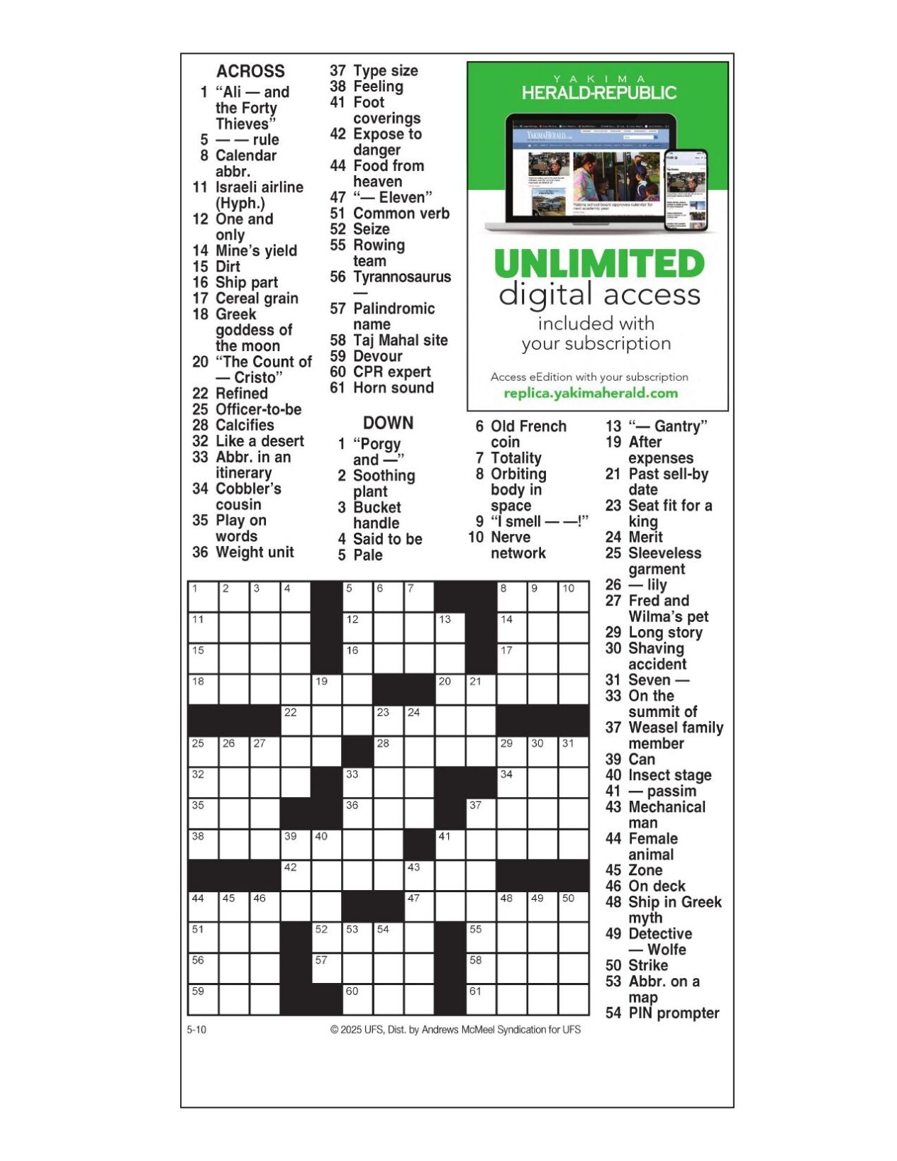 AM Crossword May 10 2025 Crosswords Yakimaherald