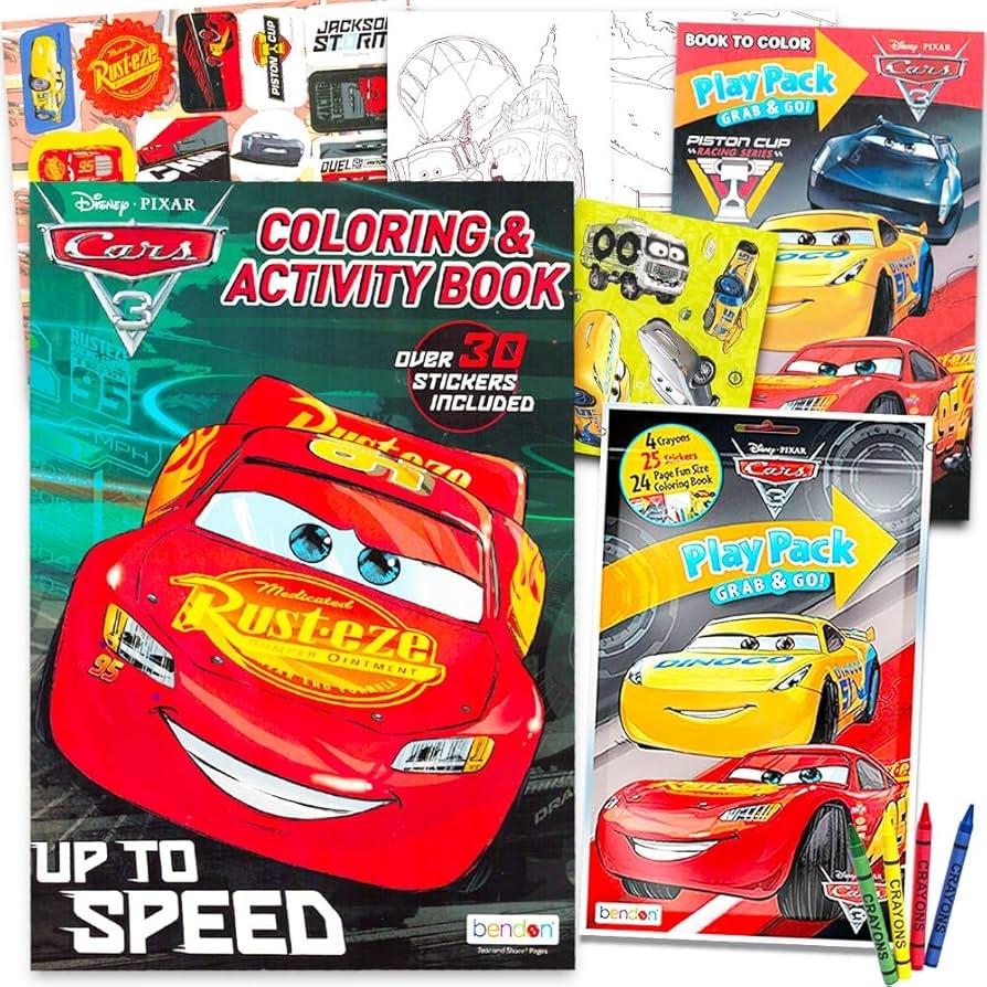 Amazon Disney Cars Coloring Book Bundle Coloring Activity Set Featuring Lightning McQueen Blue Toys Games