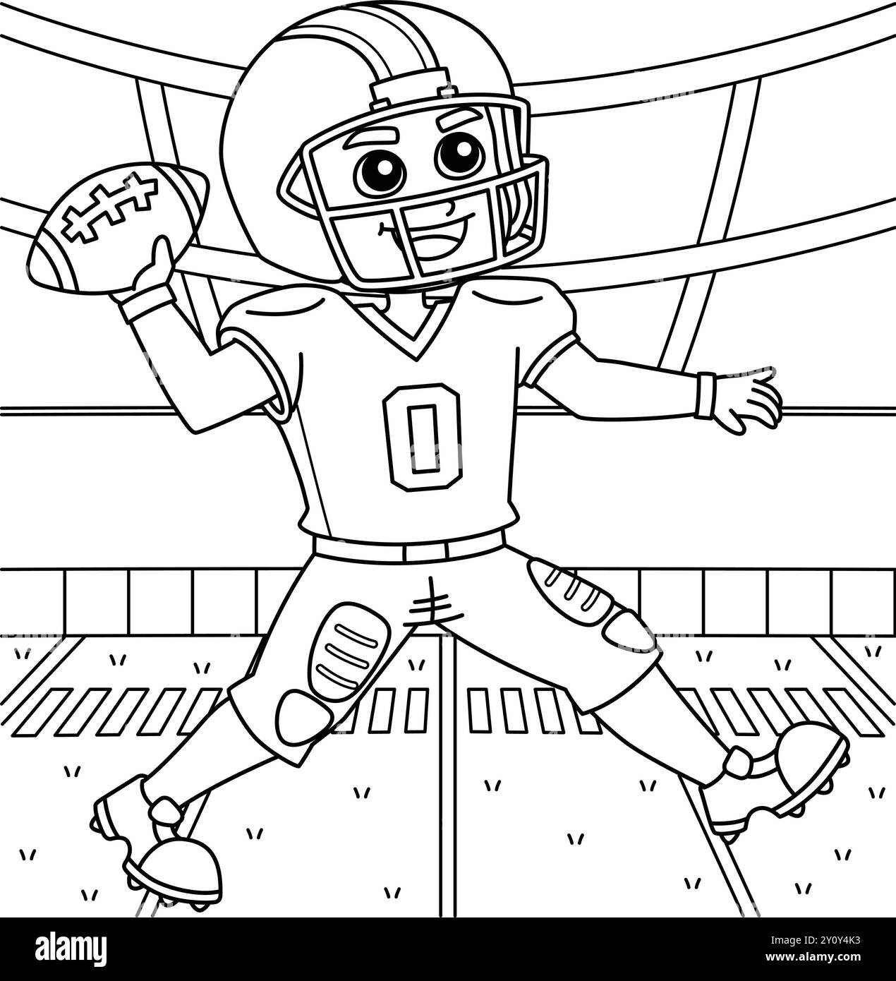 American Football Quarterback Coloring Page Stock Vector Image Art Alamy