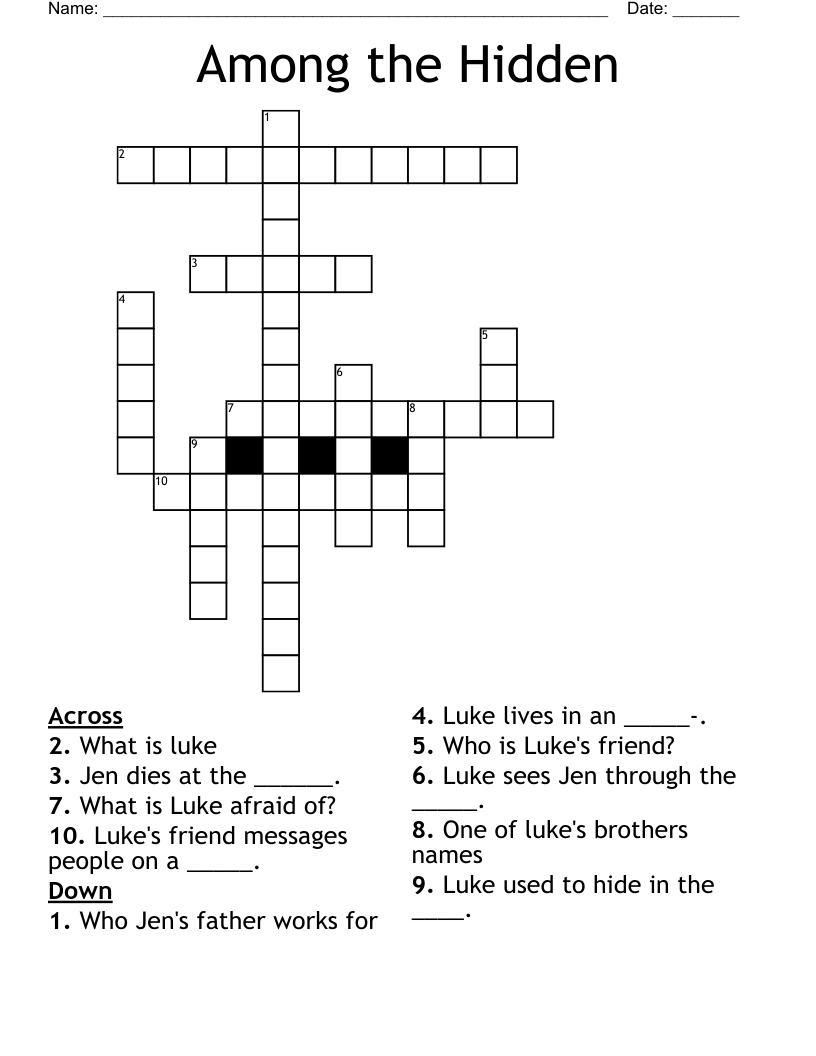 Among The Hidden Crossword WordMint
