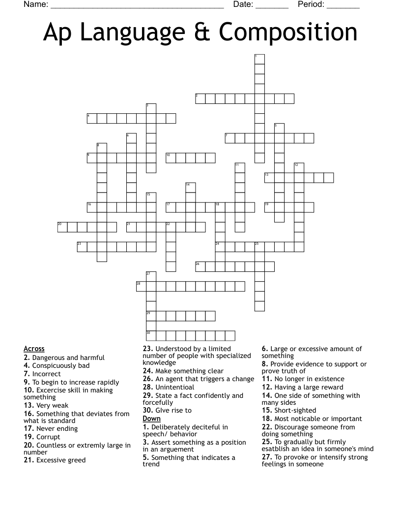 Ap Language Composition Crossword WordMint