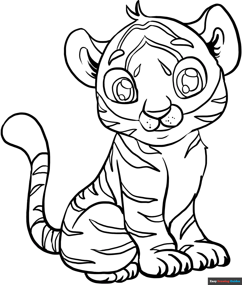 Baby Tiger Coloring Page Easy Drawing Guides Baby Tiger Coloring Page Easy Drawing Guides