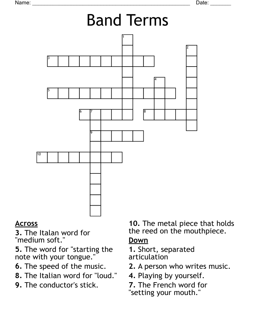 Band Terms Crossword WordMint