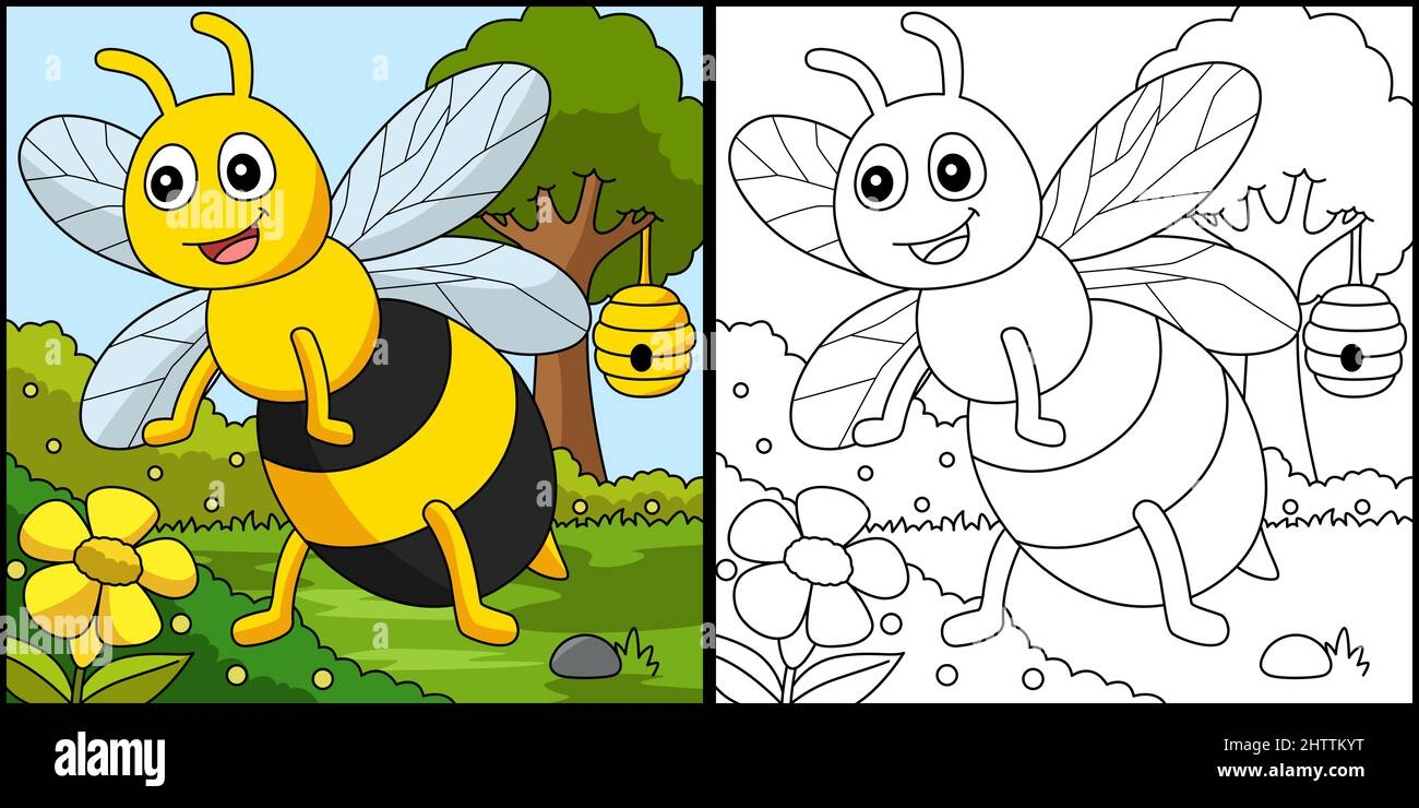 Bee Coloring Page Colored Illustration Stock Vector Image Art Alamy Bee Coloring Page Colored Illustration Stock Vector Image Art Alamy