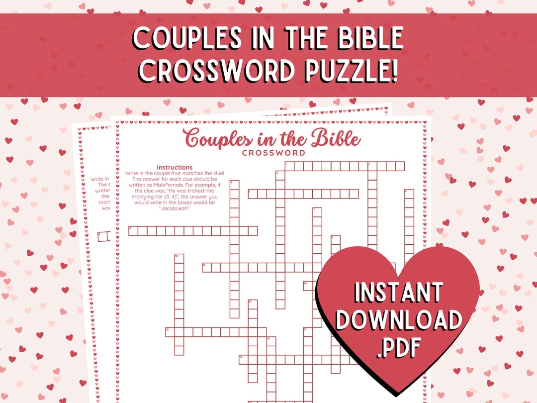 Bible Couples Crossword Puzzle Valentine Crossword Puzzle Marriage Bible Game Valentine Bible Game Bible Games For Kids Adults Etsy