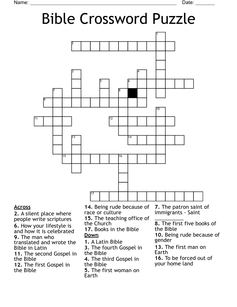Bible Crossword Puzzle WordMint