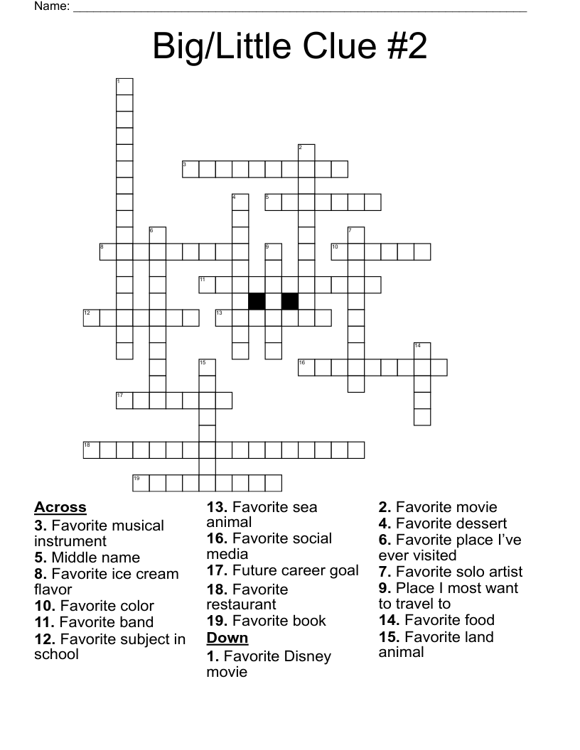 Big Little Clue 2 Crossword WordMint