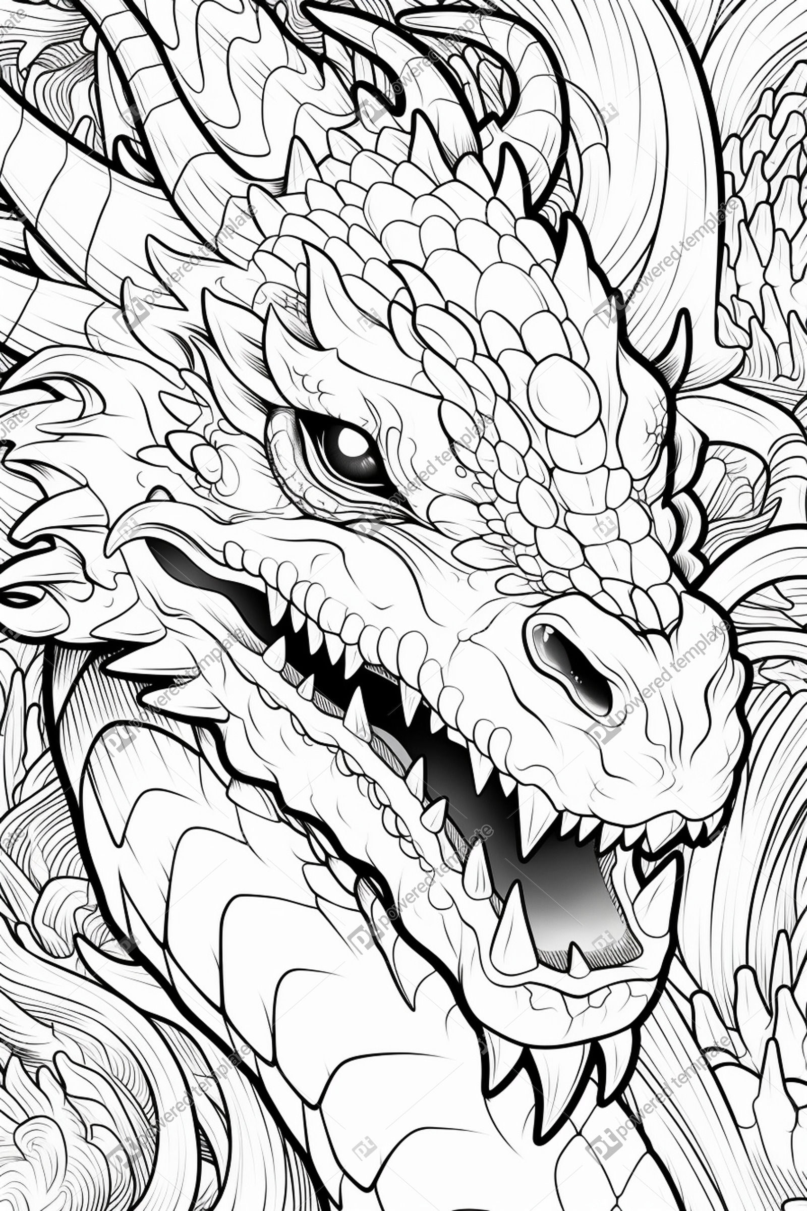 Black And White Cartoon Coloring Page Seven Headed Dragon Illustration AI Image PoweredTemplate 130413 PoweredTemplate Black And White Cartoon Coloring Page Seven Headed Dragon Illustration AI Image PoweredTemplate 130413 PoweredTemplate