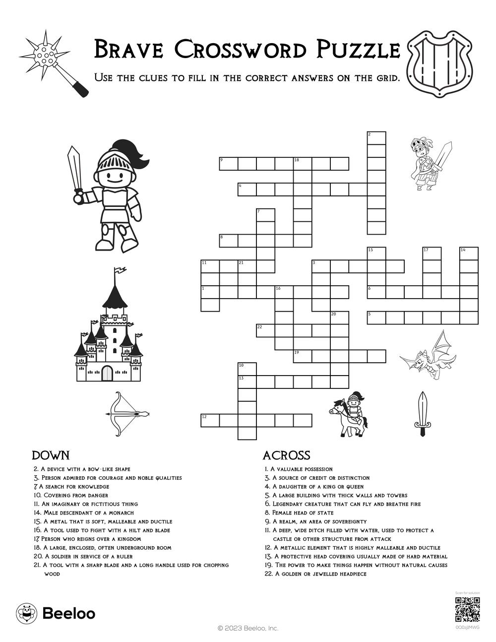 Brave Crossword Puzzle Beeloo Printable Crafts And Activities For Kids