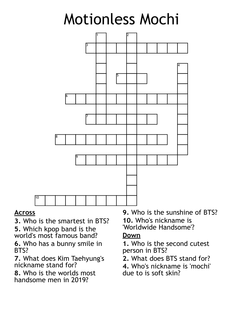 BTS Crossword WordMint