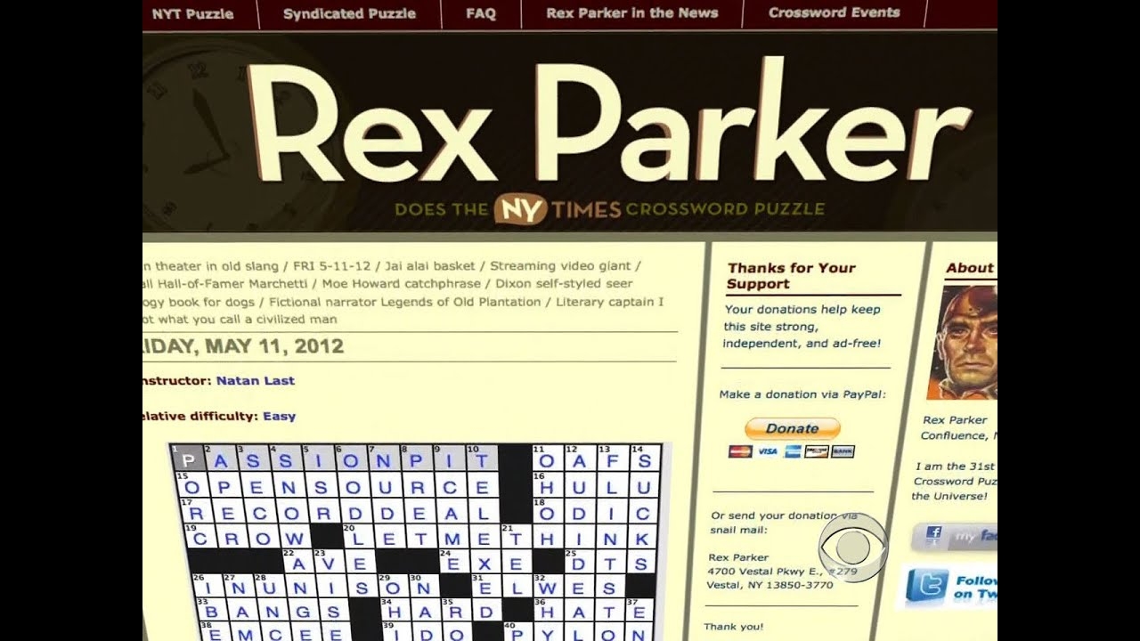 CBS Evening News With Scott Pelley Rex Parker Puzzle Fanatic Behind The Crossword Blog YouTube CBS Evening News With Scott Pelley Rex Parker Puzzle Fanatic Behind The Crossword Blog YouTube