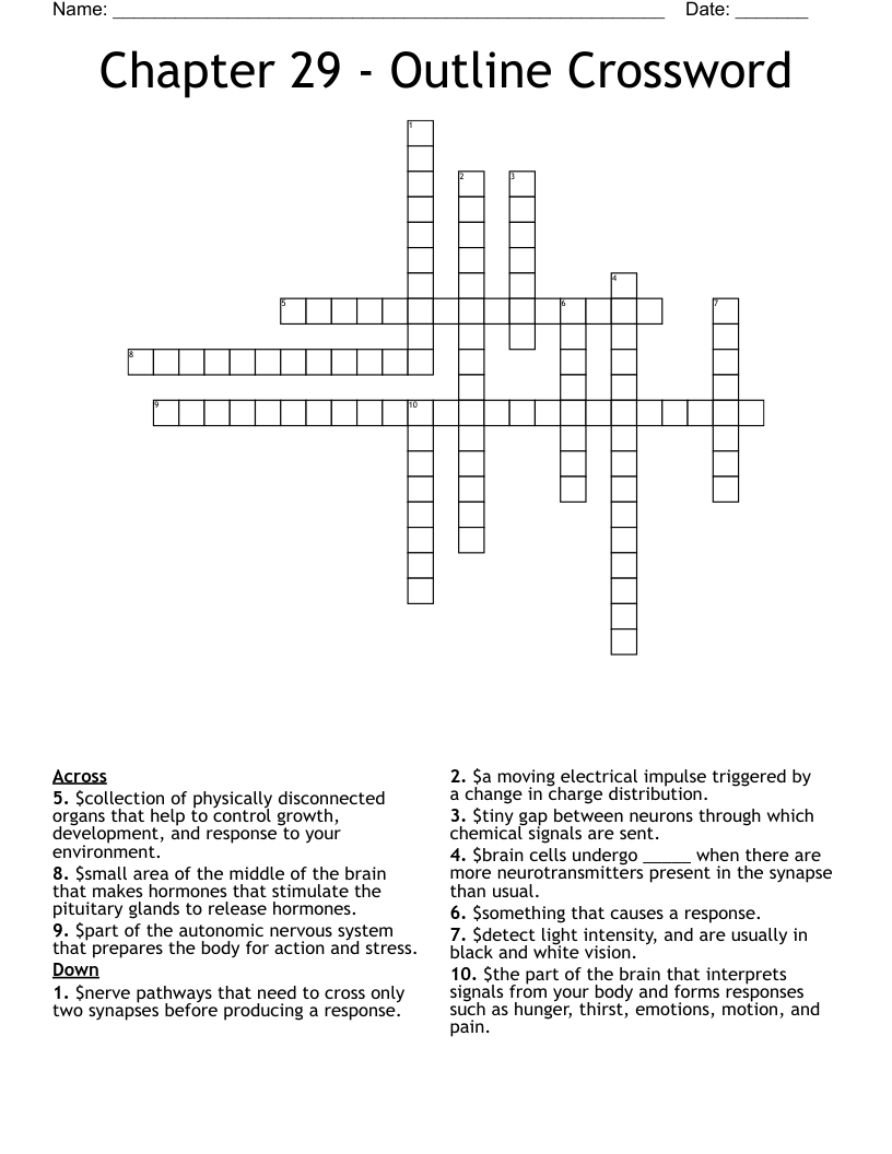 Chapter 29 Outline Crossword WordMint