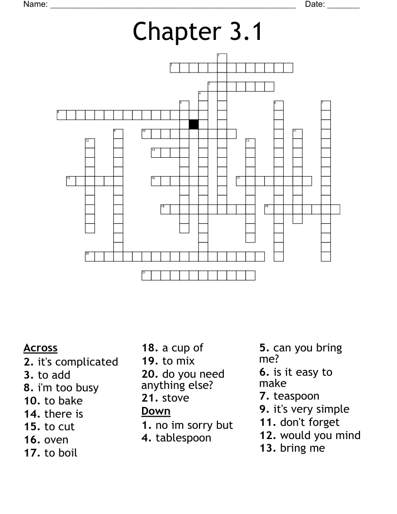 Chapter 3 1 Crossword WordMint