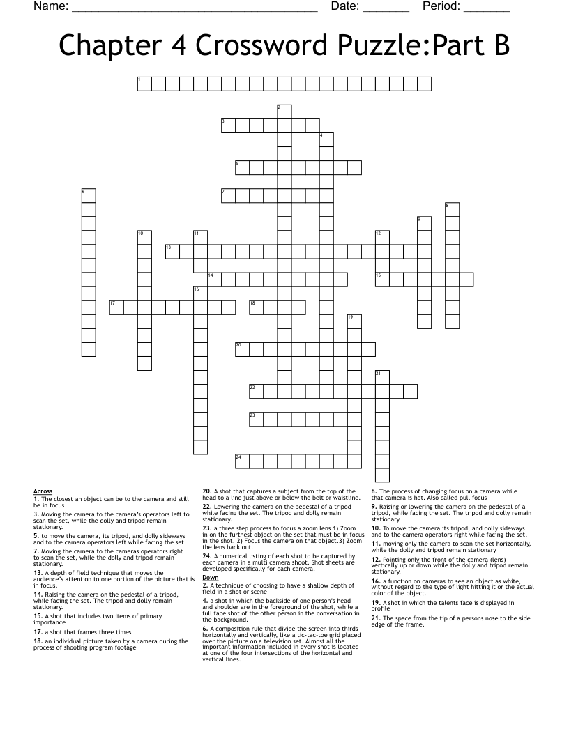 Chapter 4 Crossword Puzzle Part B WordMint