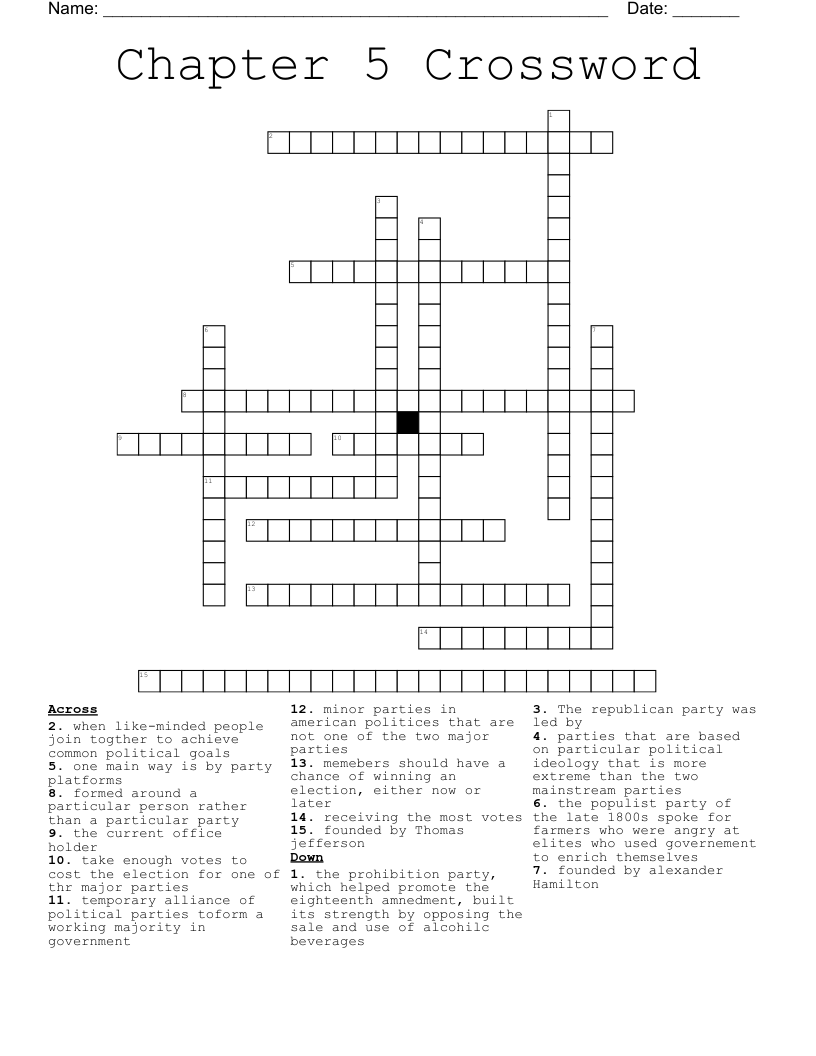 Chapter 5 Crossword WordMint