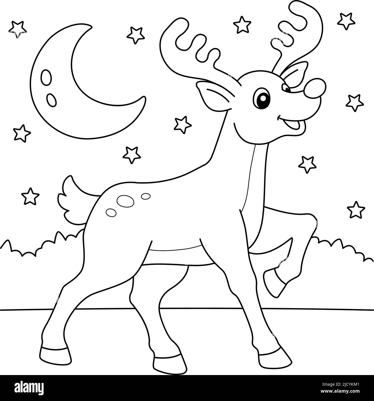 Christmas Reindeer Coloring Page For Kids Stock Vector Image Art Alamy Christmas Reindeer Coloring Page For Kids Stock Vector Image Art Alamy
