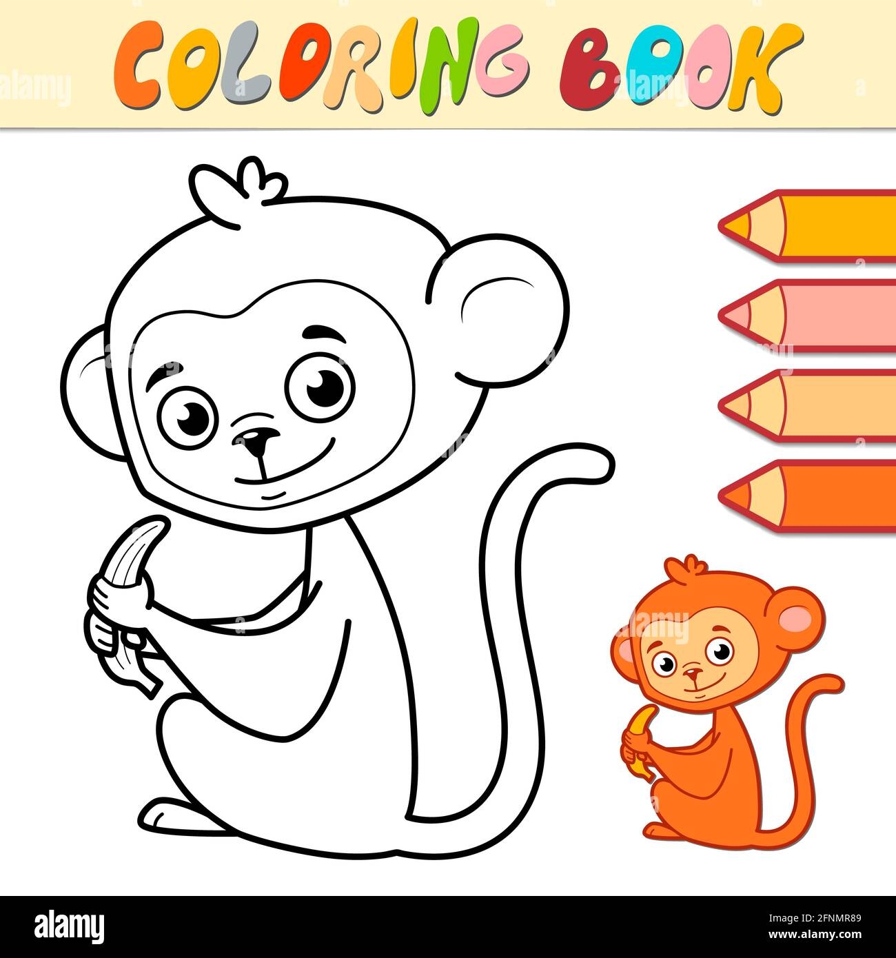 Coloring Book Or Page For Kids Monkey Black And White Illustration Stock Photo Alamy Coloring Book Or Page For Kids Monkey Black And White Illustration Stock Photo Alamy