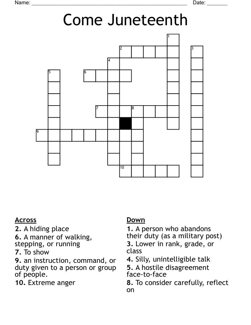 Come Juneteenth Crossword WordMint
