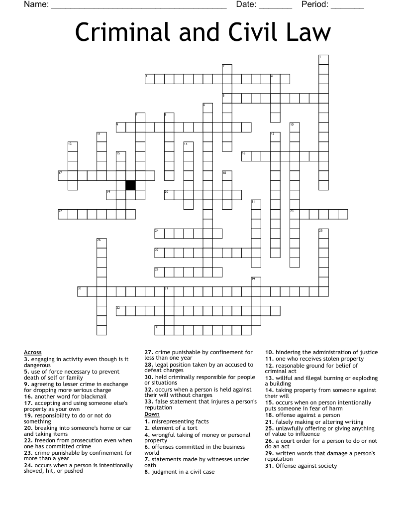 legal crossword clue