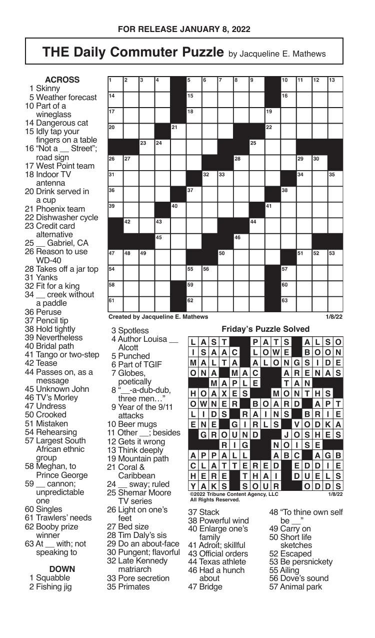 Crossword By Mathews 1 8 Messenger inquirer Crossword By Mathews 1 8 Messenger inquirer