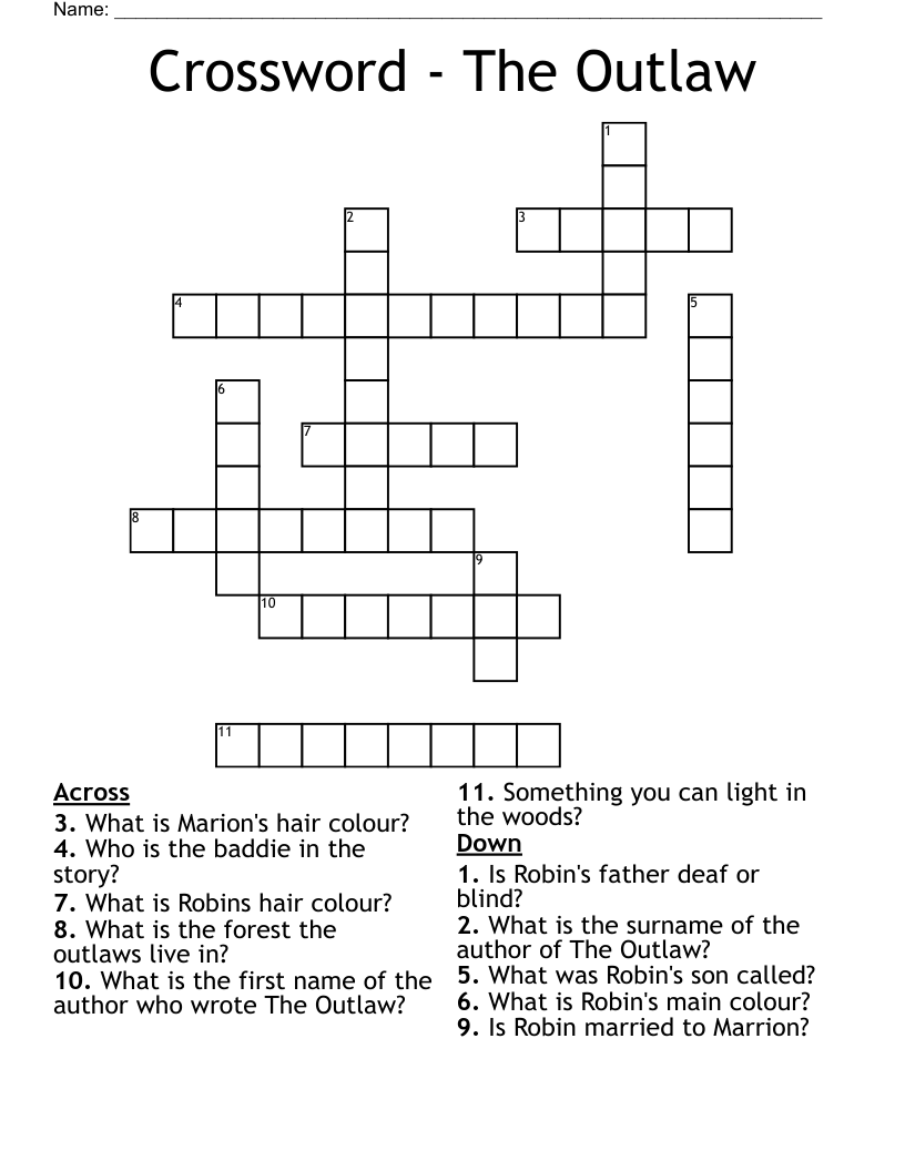 Crossword The Outlaw WordMint