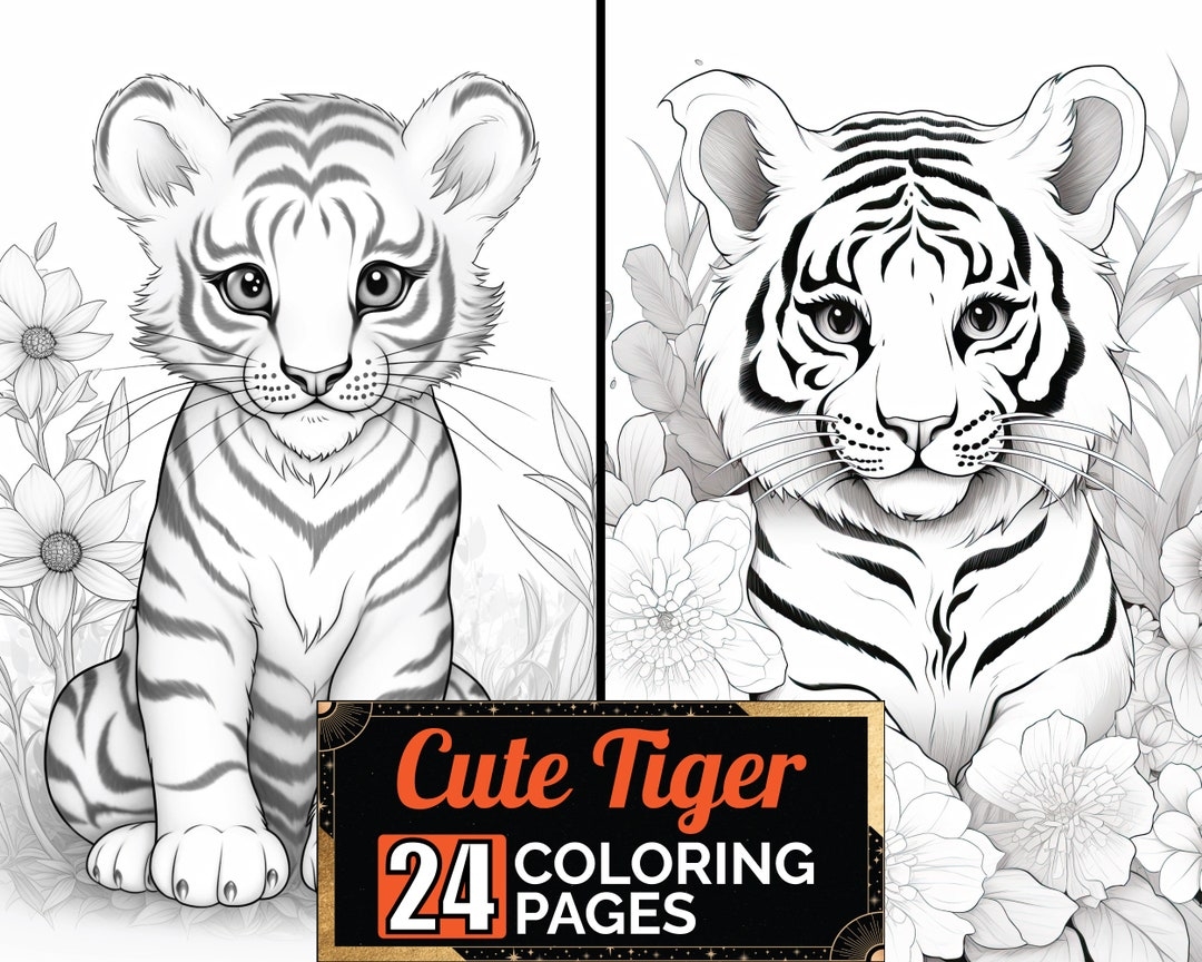 Cute Friendly Tiger Coloring Book 24 Detail Greyscale Adult Kids Animal Colouring Pages A4 Size Sheet Printable Digital PDF Download Etsy Cute Friendly Tiger Coloring Book 24 Detail Greyscale Adult Kids Animal Colouring Pages A4 Size Sheet Printable Digital PDF Download Etsy