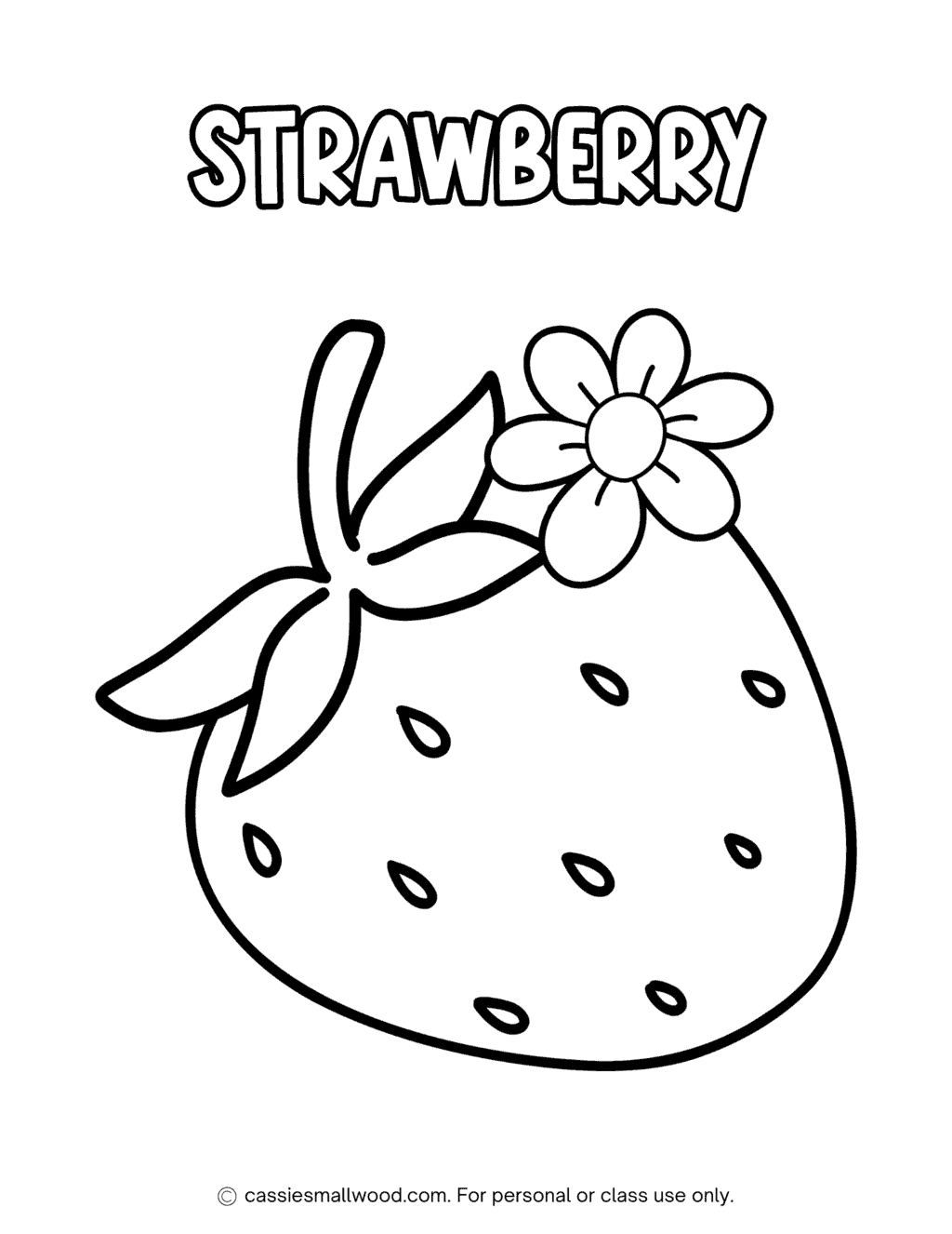 Cute Strawberry Coloring Page Cassie Smallwood