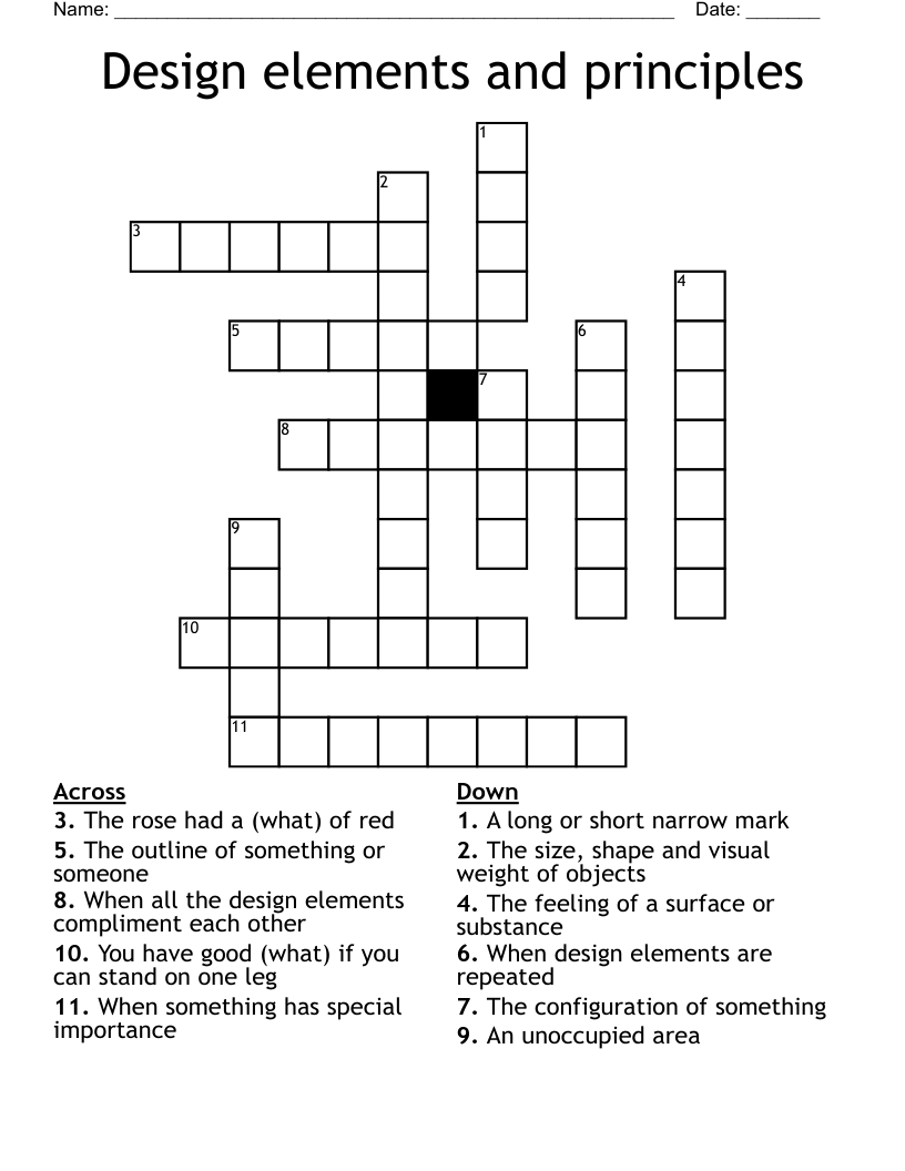 Design Elements And Principles Crossword WordMint