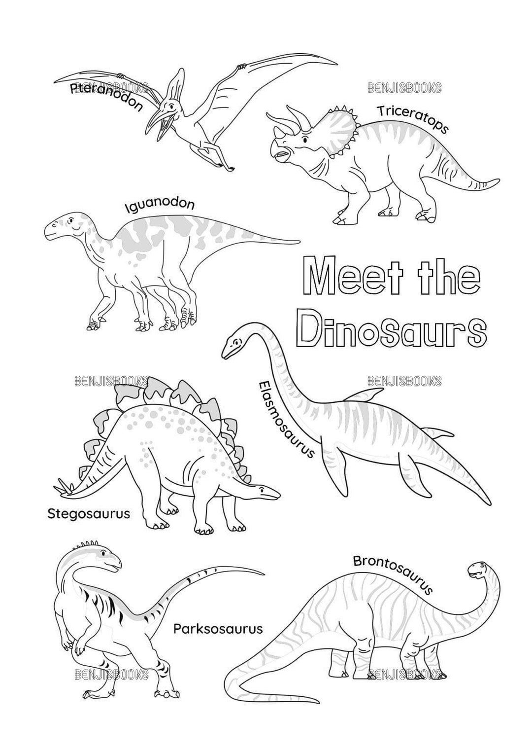 Dinosaur Coloring Page Etsy Israel
